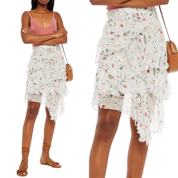 Isabel Marant Gathered Asymmetric Printed Silk Skirt Size 8 / 40,Specials : American Fashion Style Bags On Sale